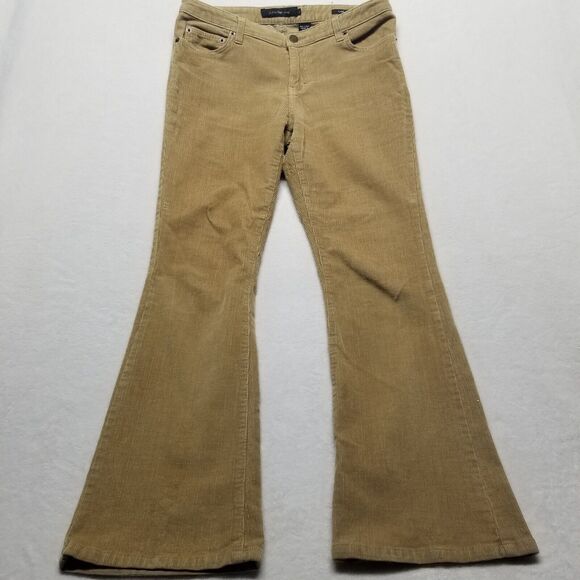 CALVIN KLEIN 8/32 Pants Flare Low Rise Corduroy Camel Tan Academia Bohemian Boho - Picture 1 of 11